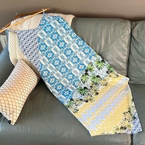 Rare ISLE By MELIS KOZAN Tropical ASYMMETRICAL Summer DRESS w Spaghetti Strap S